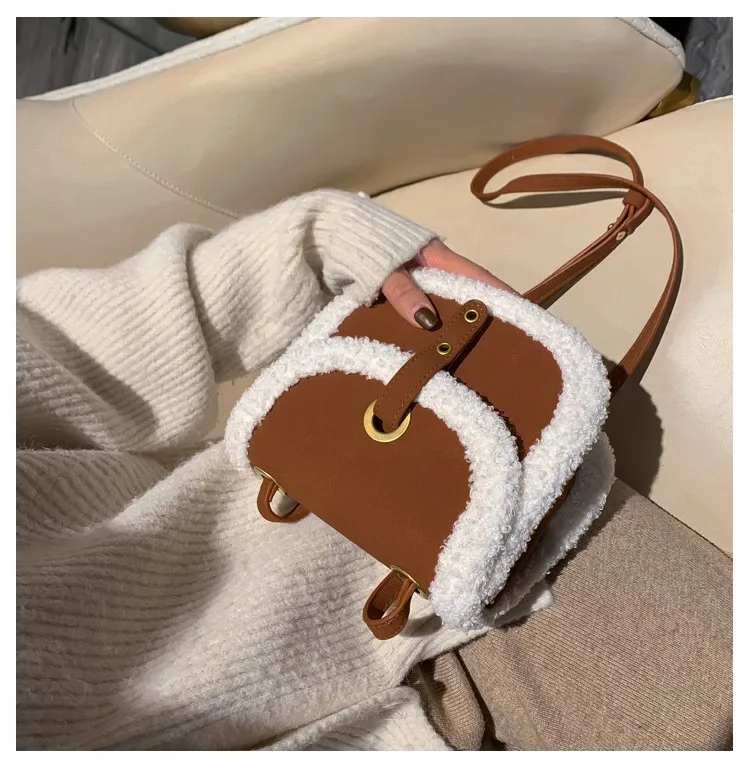 Scrub Brown Litthing новые скрабы сумки через плечо для женщин зима кашемировый дизайн сумка через плечо женские сумки и кошелек - Цвет: Scrub Brown