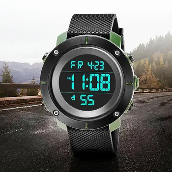 

KAK Black Green Big Dial Sports Digital Watch Unisex Watch Men Women Students Adjustable Strap Backlight Watch relogio-masculino