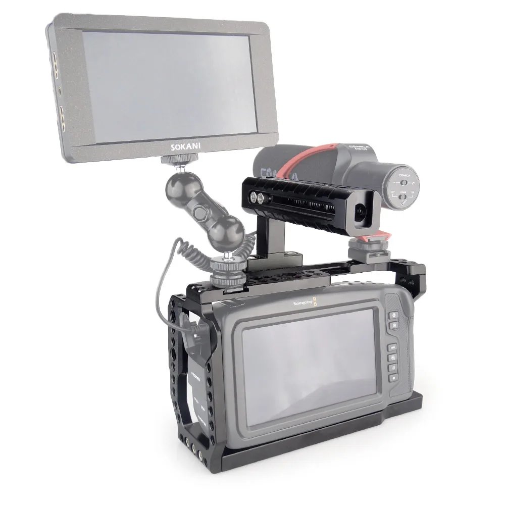 MAGICRIG BMPCC 4K камера клетка с верхней ручкой для Blackmagic Карманный кинотеатр камера BMPCC 4K для крепления микрофона монитор светодиодный свет