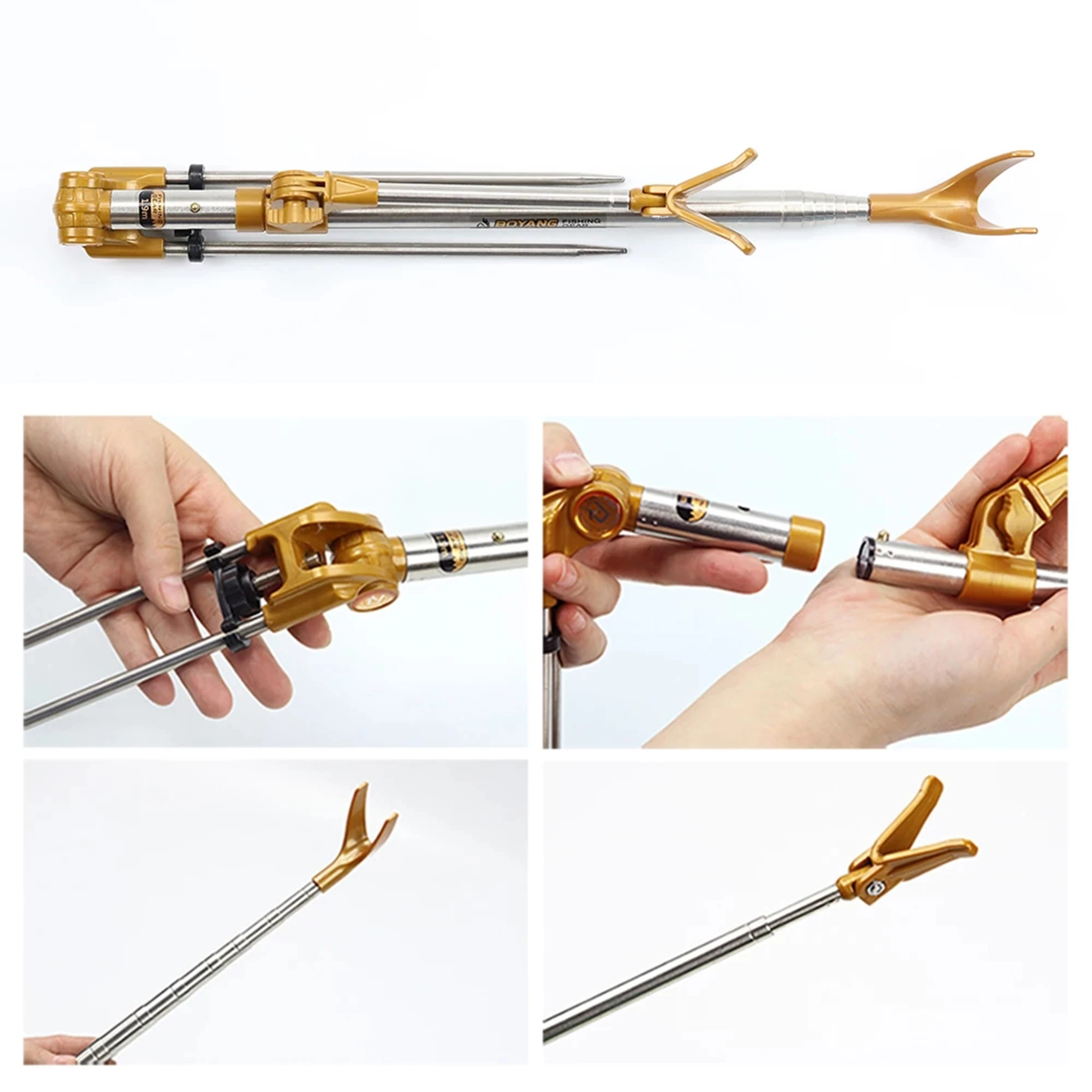 BIUTIFU Telescopic Fishing Rod Holder 1.5m 1.7m 1.9m 2.1m 2.3m Bracket Portable Retractable Folding 5 Color Stainless Steel Pole