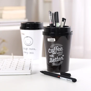 

Coffee Cup Plastic Pen Holder Pencil Stand Desktop Storage Case Box Office Desk Organizer Supplies Stationery Gifts for Students
