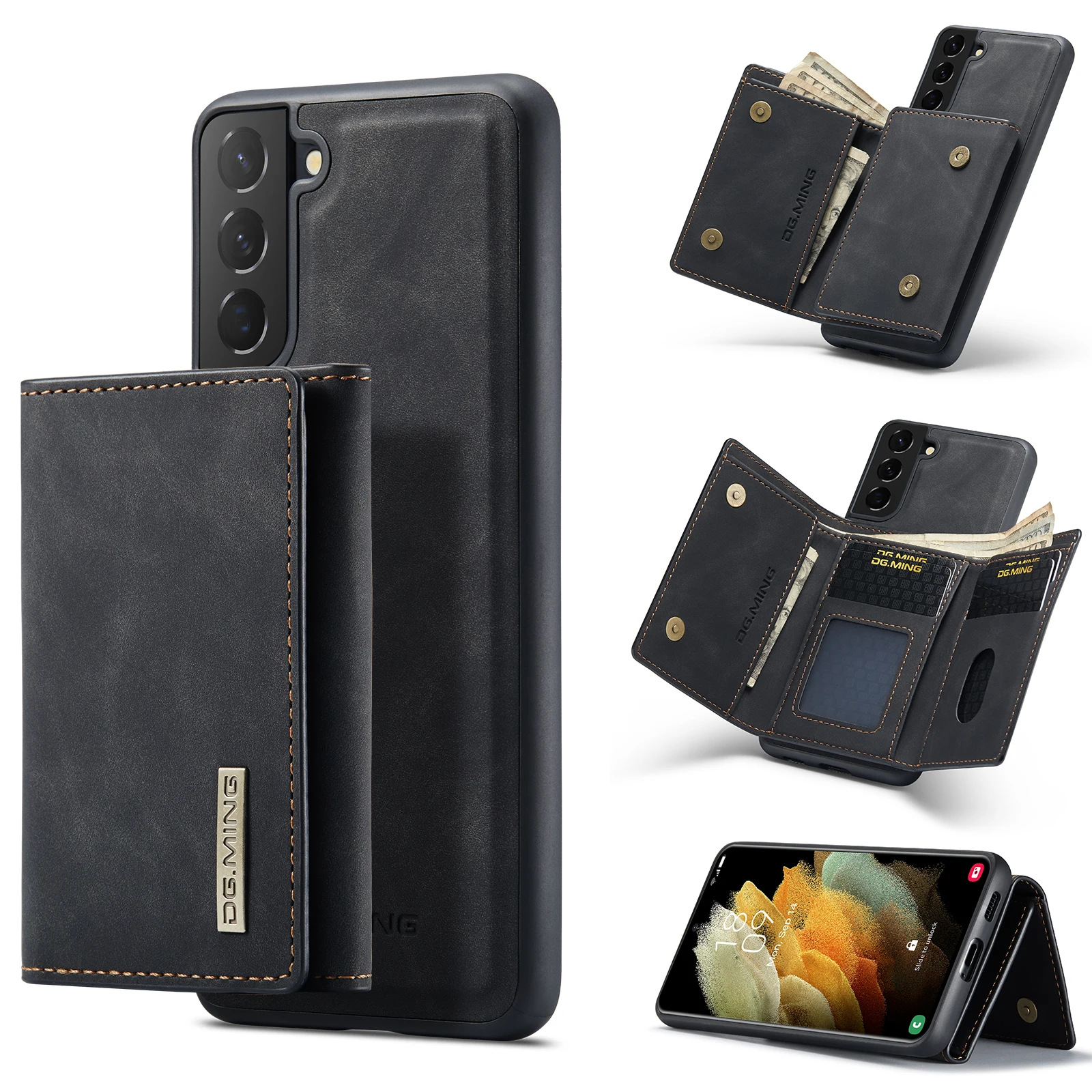 

Case For Samsung Galaxy S21+ Leather Flip Luxury Magnetic Wallet Phone Case For Credit Card Protective Slot Stand Full Cover