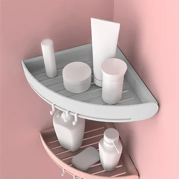 

Corner Triangular Storage Shelf Shower Wall-mounted Storage Rack Bathroom Organizer Durable Plastic Bathroom Storage Shelf