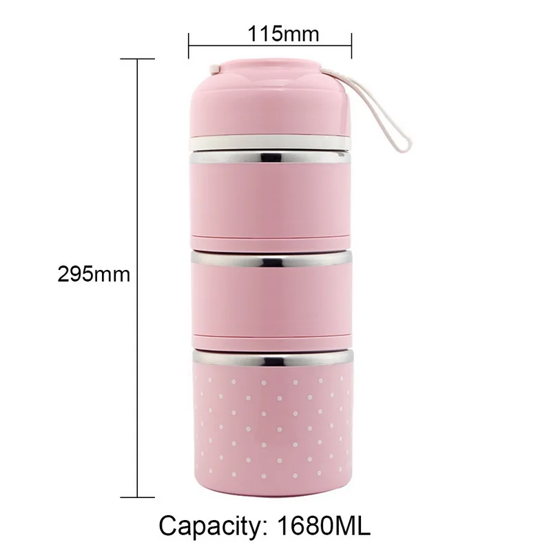 3 Layer pink Герметичный контейнер для еды из нержавеющей стали детский портативный многослойный милый термо ланч бокс для пикника для кемпинга - Цвет: 3 Layer pink