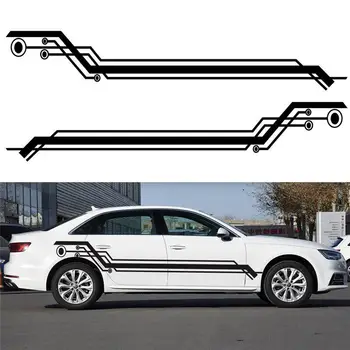 

2PCS 235CM * 41CM Car Stickers Geometric Vinyl Racing Sports Long Stripe Sticker Car Body Side Door Decals Stickers