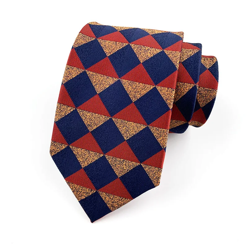 Neck Tie Geometric Striped Plaid Men's Tie Red Blue Grey Classic Neck Ties Leisure Business Wedding 8cm Necktie
