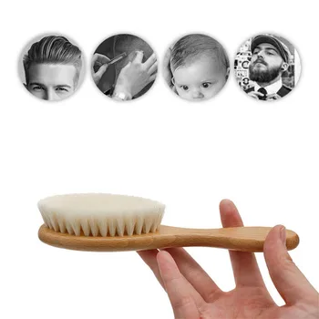 

Soft Goat Hair Sweeping Brush Men Beard Comb Oval Beech Handle Barber Dust Brush For Broken Hair Cleaning Tools