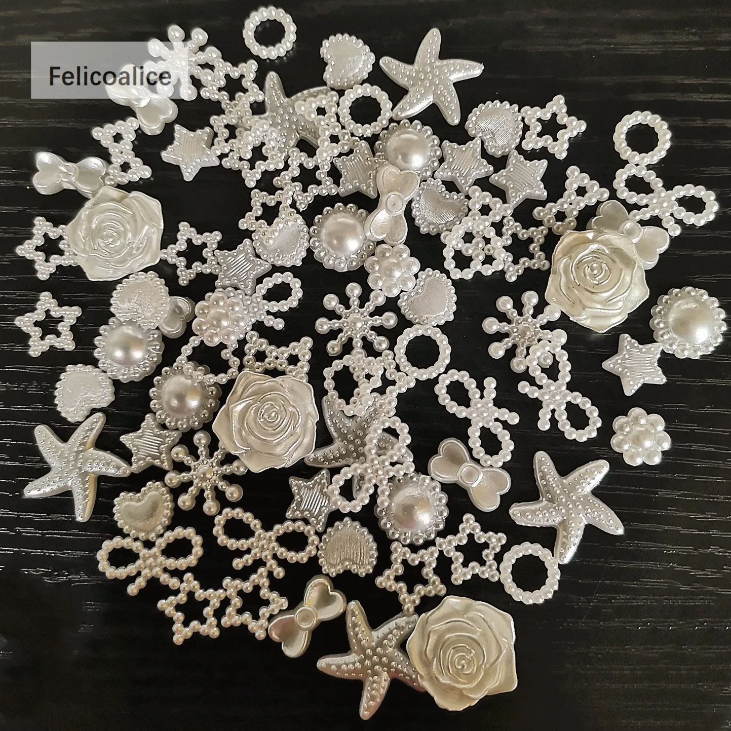 1000pcs Pink Flatback Half Round Flower Bowknot Imitation Pearl Craft ABS Scrapbook Beads for DIY Decoration Jewelry Making