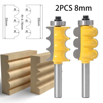 

2PCS Carbide Triple Bead & Flute Furniture Molding Router Bit Milling Cutter Set Milling Cutter Tool Drilling Milling For Wood