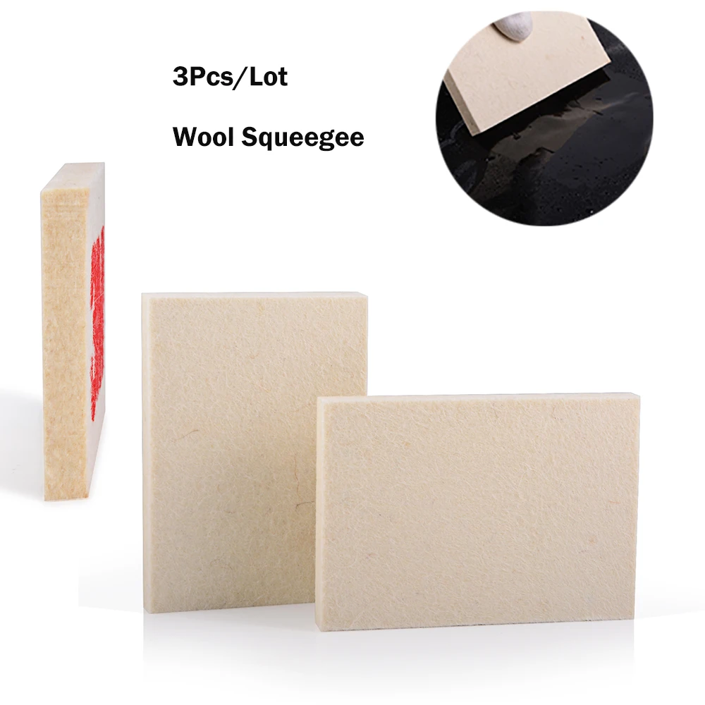 FOSHIO 3pcs Carbon Fiber Vinyl Film Auto Wrapping Wool Squeegee Car Stickers Install Tools Window Glass Clean Tool Soft Scraper |