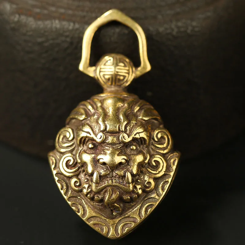 Exorcism Bell Китайский стиль колокол для экзорцизма подвески латунь лев лицо мужчины автомобиль брелки шарм Женская сумка Висячие ювелирные изделия Рождественская елка украшения - Цвет: Exorcism Bell