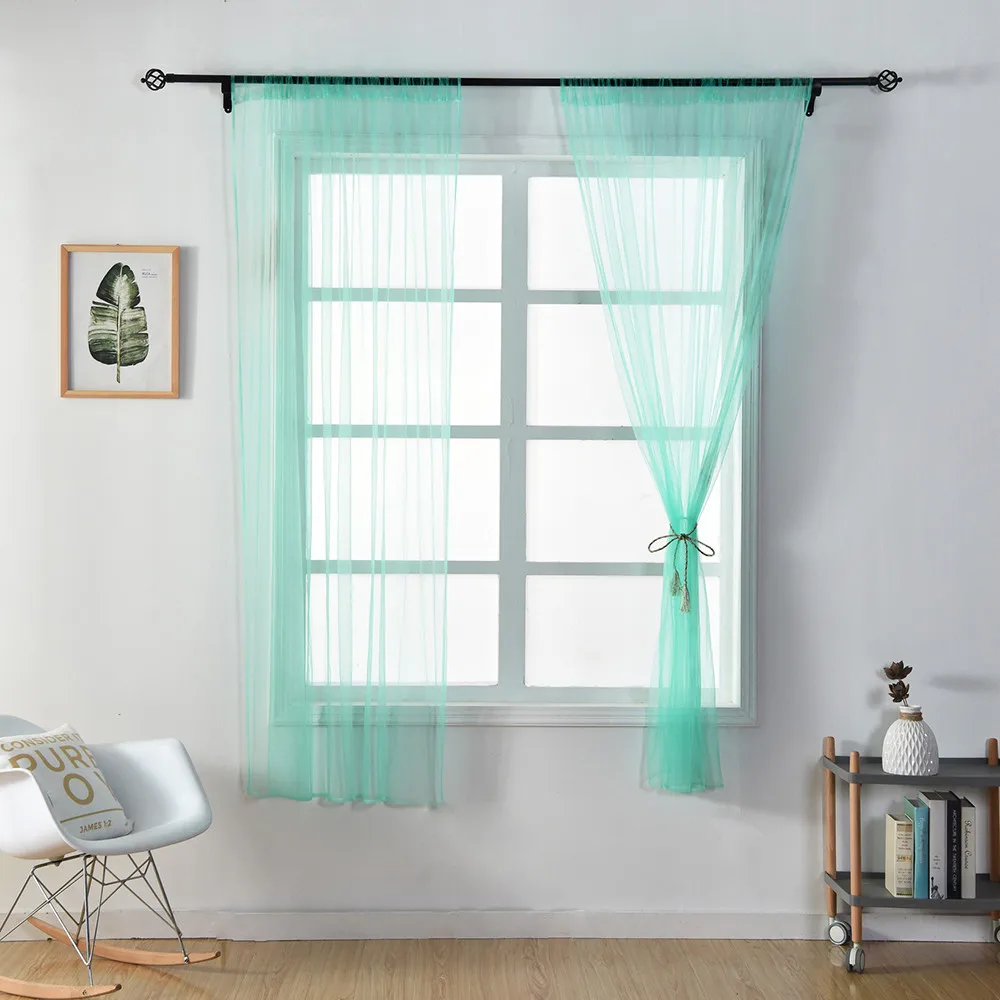 Чистый отвесный занавес тюль для обработки окна вуаль драпировка балдахин 1 панель ткань основной стиль cortinas para la sala# A