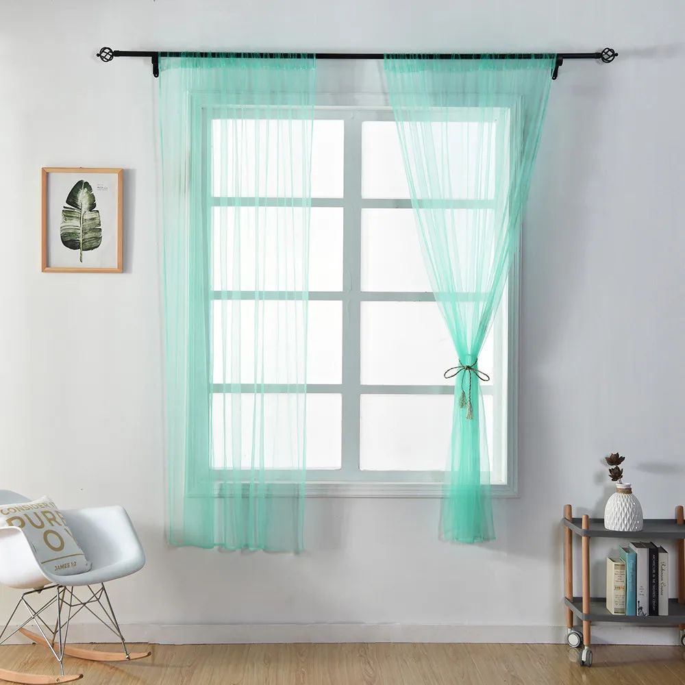 

Pure Sheer Curtain Tulle Window Treatment Voile Drape Valance 1 Panel Fabric basic style cortinas para la sala#A