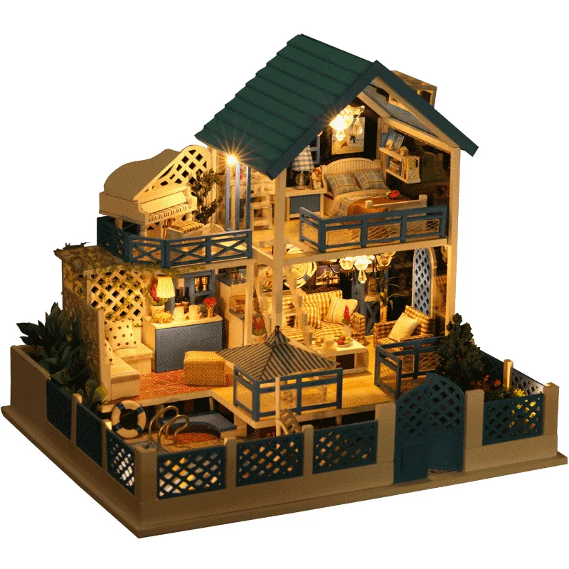 

Sky City Birthday DIY Music Box House Creative Wood Gift Men's Wooden Toys Unisex