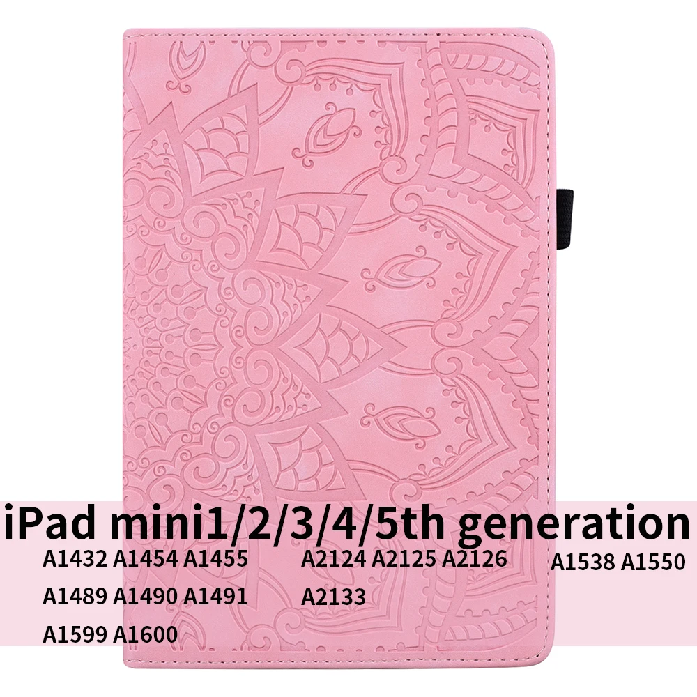 Ретро чехол для планшета для iPad air1 2 pro 9,7 mini pu кожаный чехол s Smart cover Авто спящий стенд функция поддержки для iPad mini3 4 5 - Цвет: For ipad mini Pink