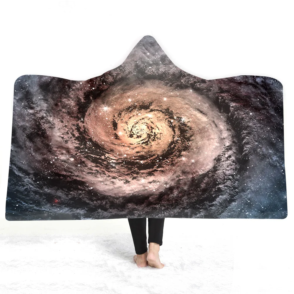 Новое поступление Vortex Space Galaxy 3D набивное Флисовое одеяло с капюшоном зимнее теплое Коралловое Флисовое одеяло s для детей и взрослых