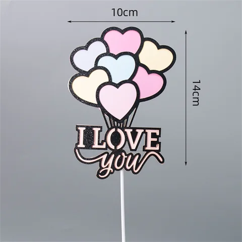 Lover Couple Cake Toppers Valentines Day Wedding Party Decorations Cupcake Decors Love Hearts Engagement Gifts Decor
