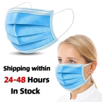 

Black Blue White Mask Disposable Adult Mouth Mask Three-layer Non-woven Face Mask In Stock