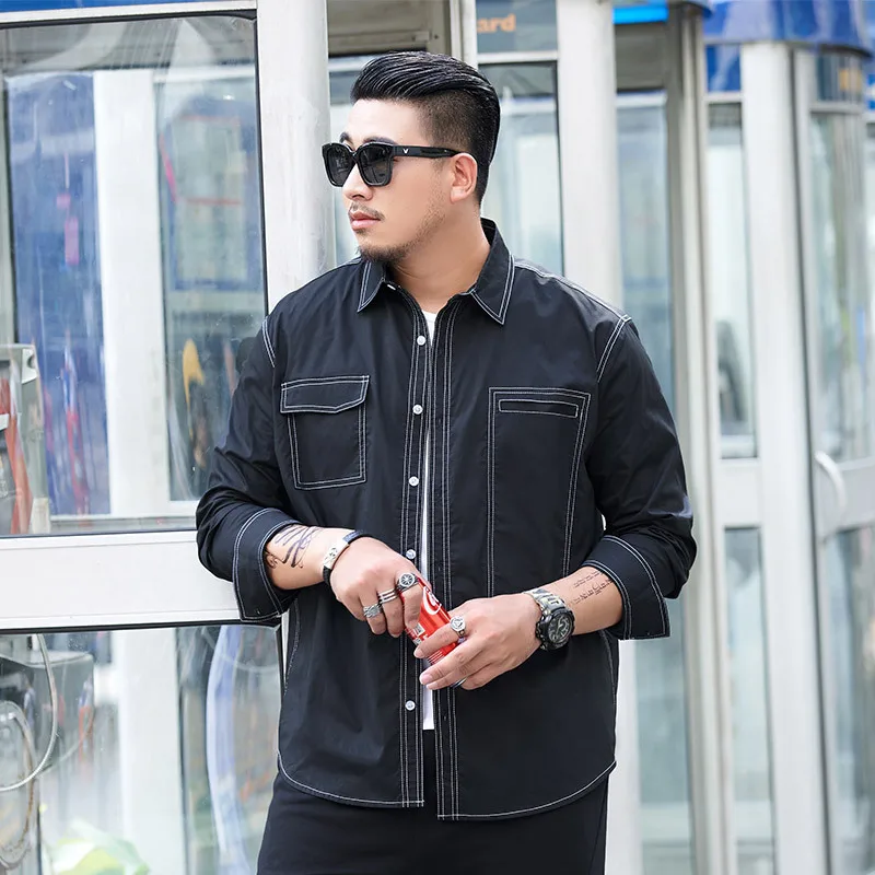 GXXH плюс размер 5XL 6XL 7XL 97% хлопок Повседневная рубашка мужской с длинными рукавами весенний осенний деловой большой высокого качества Мода