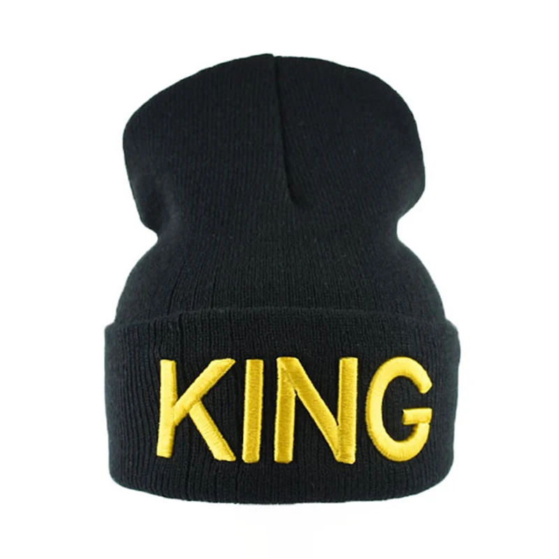 Knitted KING Yellow Мужская Женская бейсболка с буквенным принтом, Черная Мужская Бейсболка, Бейсболка Шапки для пары Casquette baseball Femme - Цвет: Knitted KING Yellow