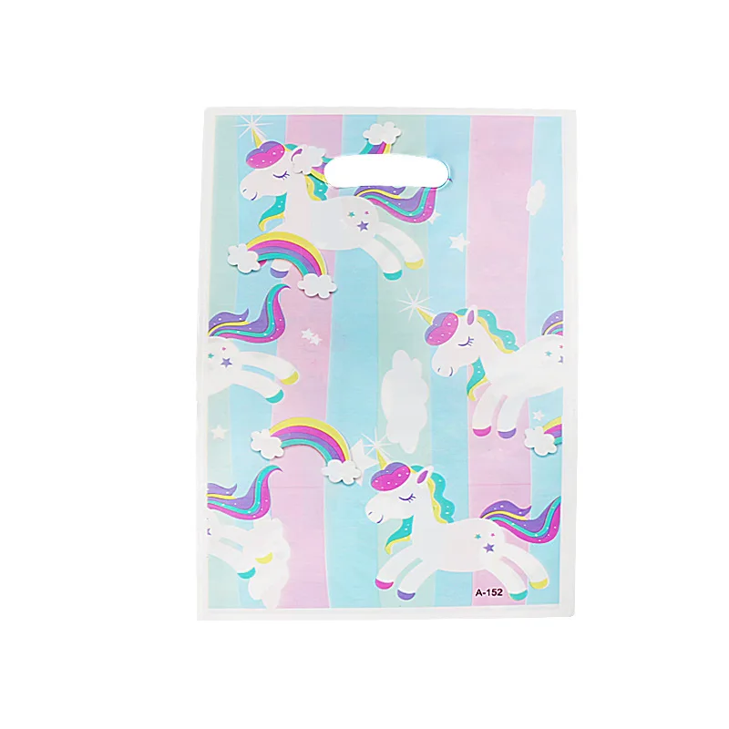 

10pcs/lot Unicorn lovely sky blue Party Gift Bag Plastic Candy Bag Loot Bag For Kids Festival wedding Party Supplies
