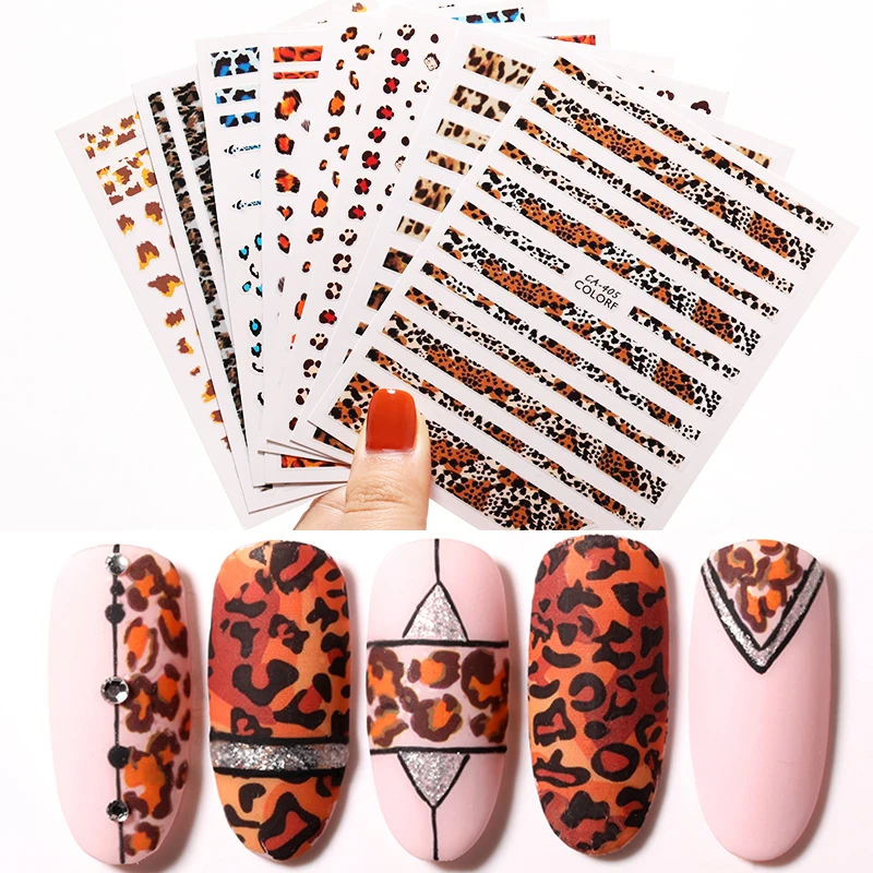 

1 Sheet Nail Stickers Leopard Grain Series Mixed Patterns Nail Decals Paper DIY Design Transfer Sticker Nail Art DIY Decoration