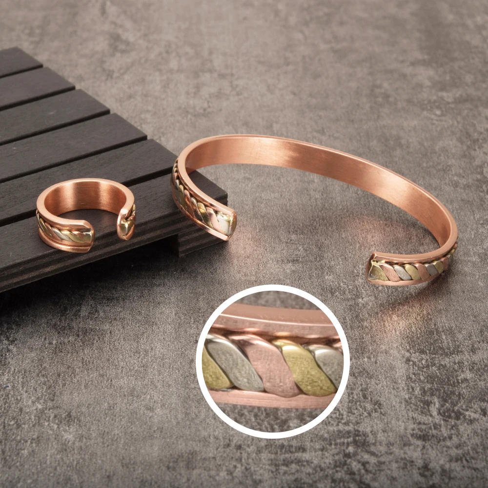 HASYH Bracelets Multi-Color Genuine Leather Bracelet Copper Magnet Bracelet for Men Women Bangles KR1001-3 20CN 