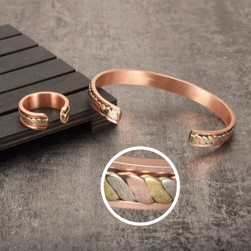 Meathly Magnetic Pure Copper Bracelets for Women Rose Gold-color Adjustable Open Cuff Bangle Health Energy Jewelry Arthritis Pain Relief_voghion.com