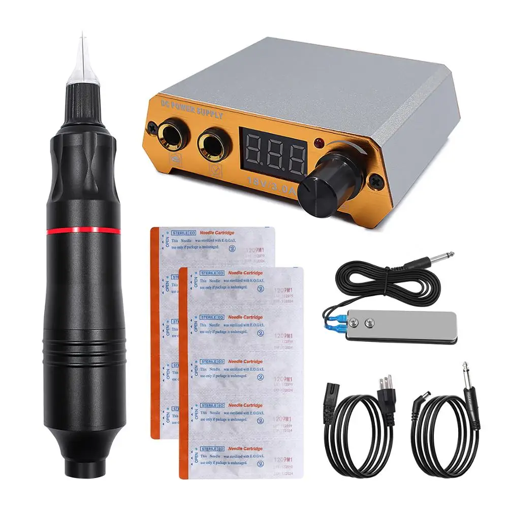 

Tattoo Rotary Machine Pen Style Set Tattoo Kit LCD Power Pedal Tattoo Supply Free Delivery Permanent Makeup Machine Assortment