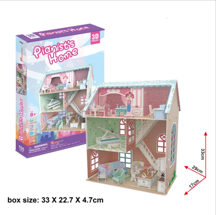 

Miniature Dollhouse Furniture Kit Handmade Mini Villa Buildings 3d Puzzles Model