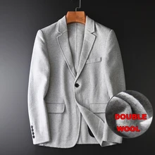 Minglu серый шерстяной мужской блейзер, роскошный однобортный мужской блейзер ручной работы размера плюс 4xl, осенние и зимние мужские блейзеры