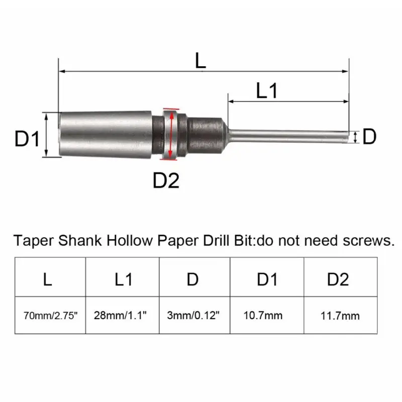3MM-Cone Полое сверло для бумаги 2,5-8x65-75 мм для конического хвостовика Пробивной машины DIY бурения - Цвет: 3MM-Cone