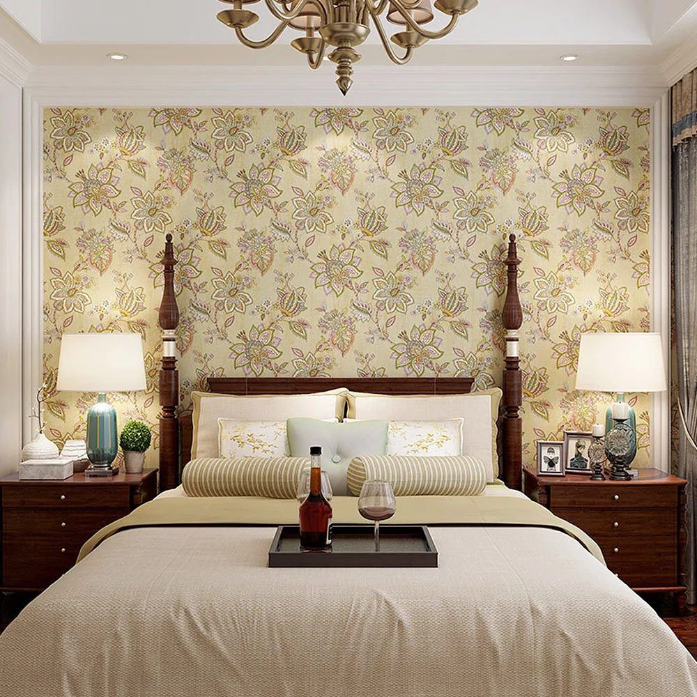 

Wall Countryside Flower Wallpaper Wall Mural For Livingroom Bedroom Kitchen 3D Damsk Wallpaper PVC Flower Pattern Home Decor