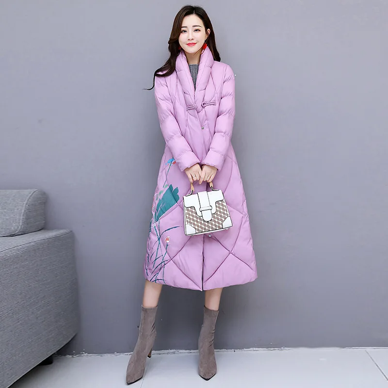

Winter Cotton-padded Clothes 2019 New Style Women's Korean-style Cotton Coat Mid-length over-the-Knee Thick Retro Cotton-padded