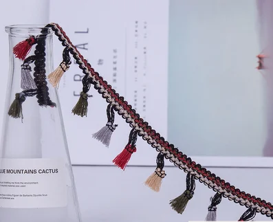 12mm tassel hem 1-3 m142cmцифровая печать на заказ размер форма по индивидуальному заказу кромки кисточкой Кружева Желтый льняной скатерти юбка diy аксессуары 2151 - Цвет: 12mm tassel hem