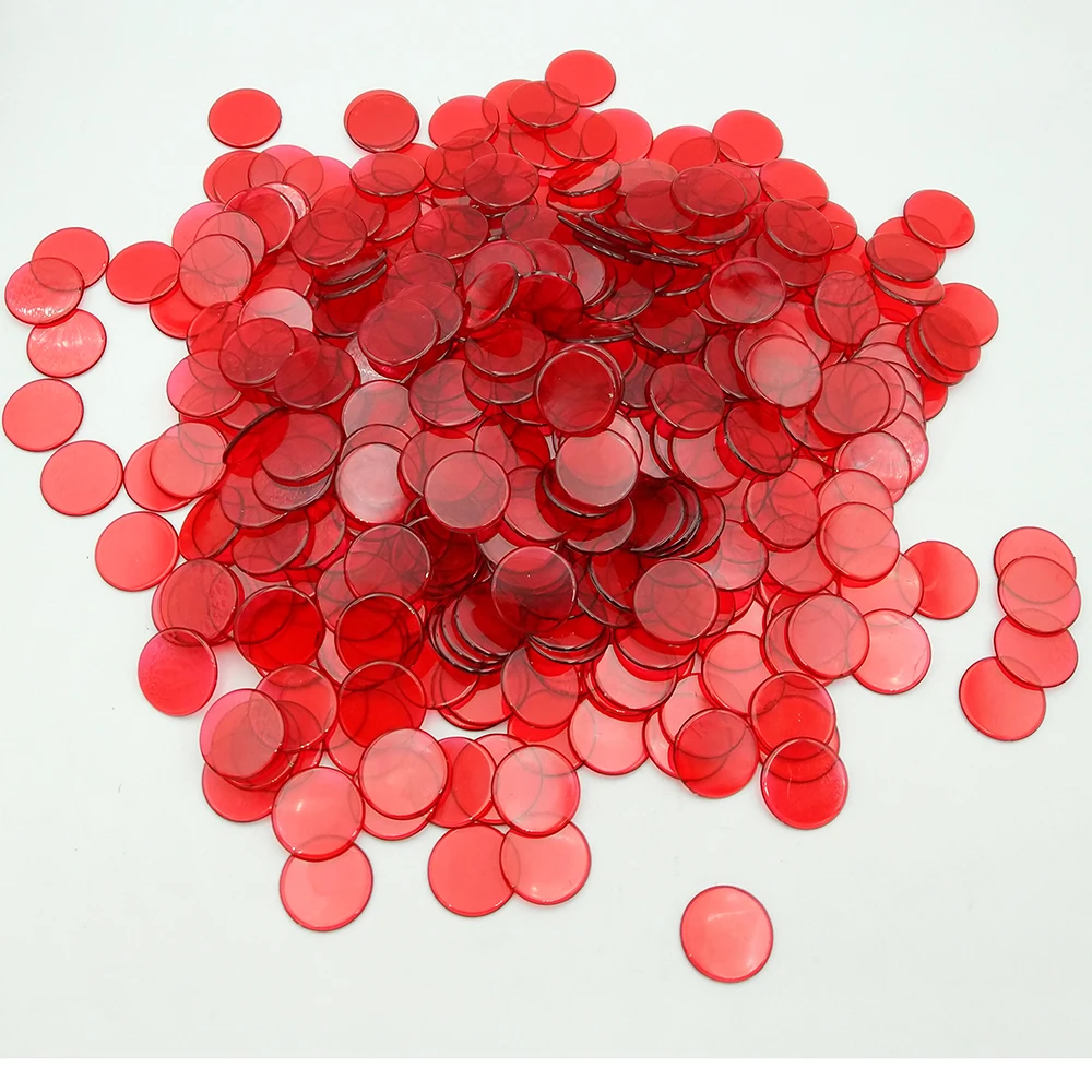 100pcs 19mm Transparent Counting Bingo Chips Colored Plastic Counters for Classroom Children and Carnival Games