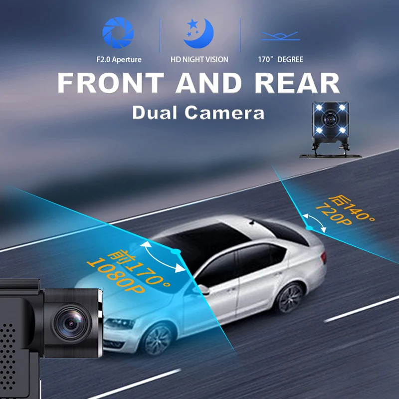 QPLOVE Автомобильный видеорегистратор HD1080P с дистанционным управлением, Dash Cam, 3 дюйма, ips, большой экран, сенсорное зондирование, супер ночное видение, беспроводная Wi-Fi автомобильная камера