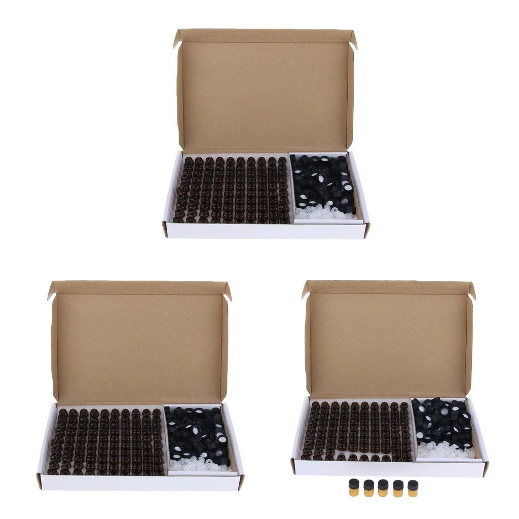 300x Mini Empty Glass Bottles Brown Glass Bottle For Essential Oils