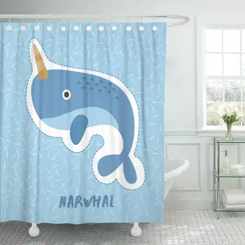 

Shower Curtain Colorful Adorable Narwhal Cute Animal Alphabet Shower Curtains Sets with Hooks 72 x 78 Inches Waterproof