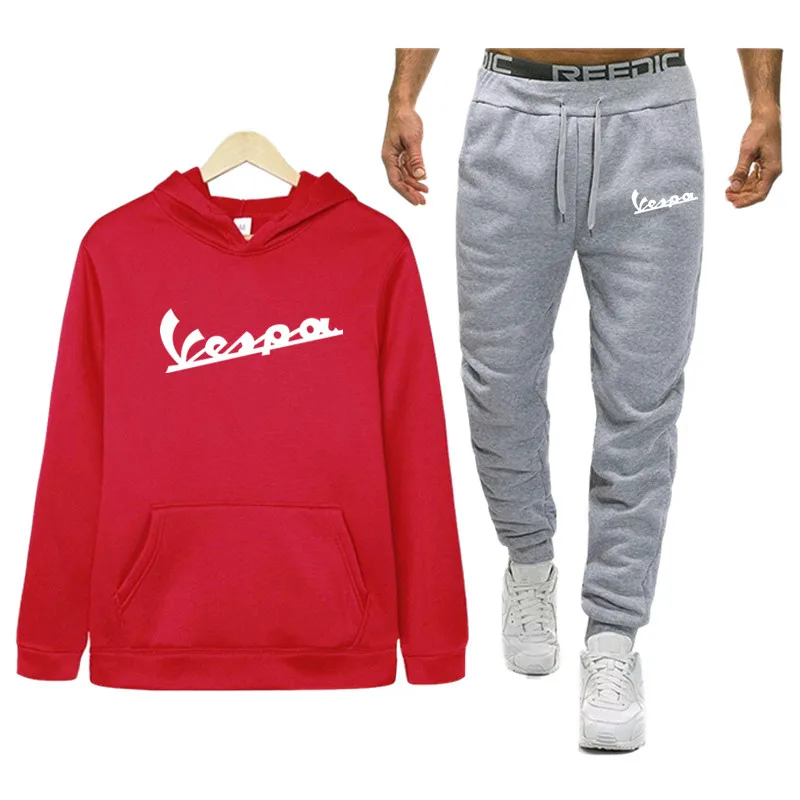 6 Vespa print Tracksuit for men 2 sets of new fashion jacket men's sportswear Hoodie spring and autumn mens hoodies Sweatpants - Color: 6