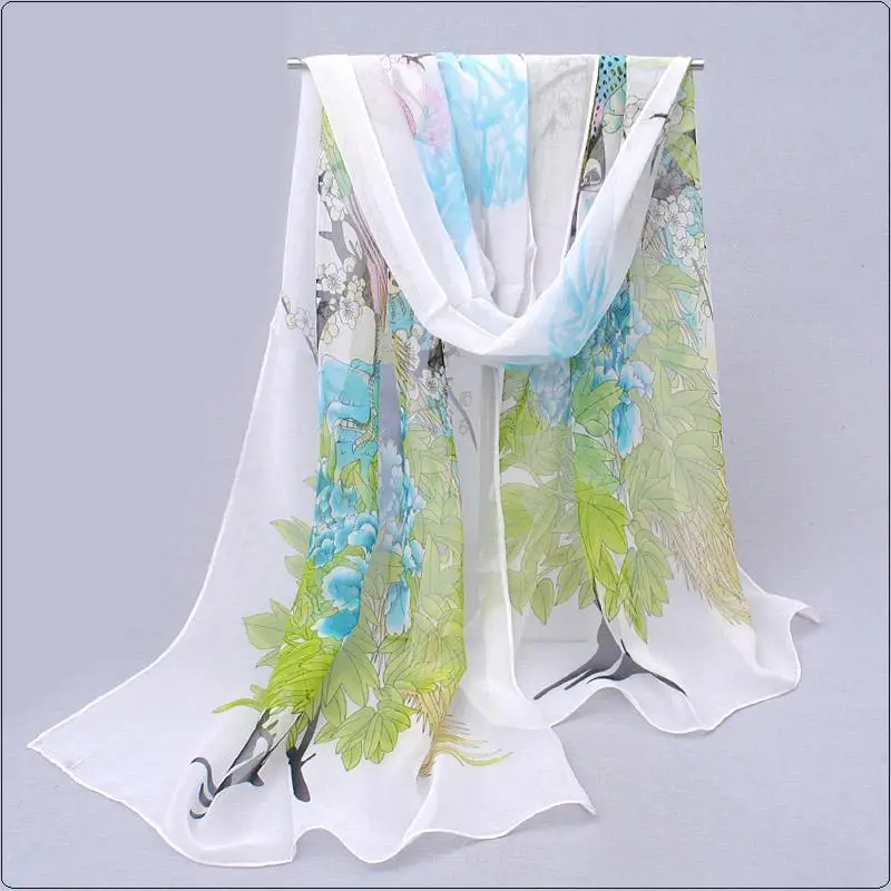 Brand Spring And Autumn Silk Scarf Ladies Korean Chiffon Shawl Wild Long Thin Tulle Towel Winter Sunscreen Small | Аксессуары для
