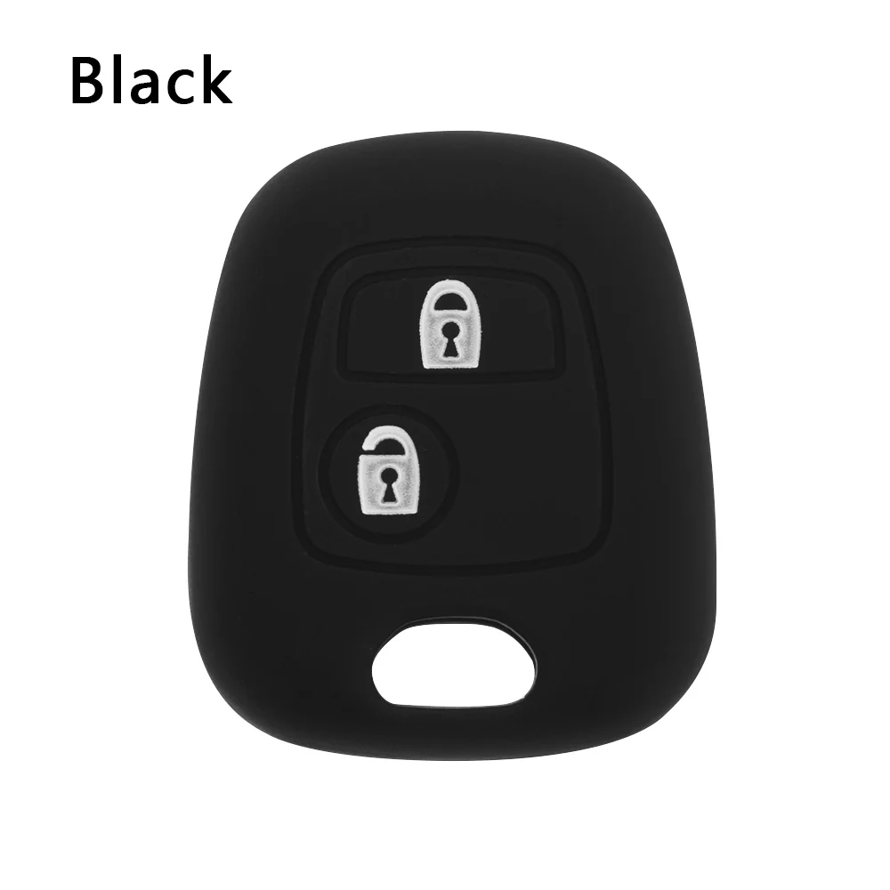 black Горячий силиконовый чехол для ключей от машины для peugeot 206 307 207 2 кнопки Автомобильный ключ крышка корпус держатель дистанционный ключ набор мягкий ключ защитный чехол - Цвет: black