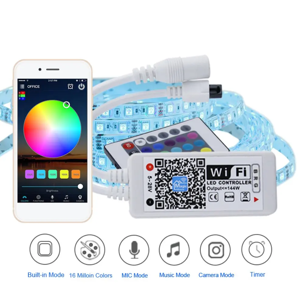 Мини Wifi+ ИК пульт дистанционного управления 24 клавиши RGB светодиодный контроллер iOS Android приложение для RGB/RGBW светодиодные полосы света