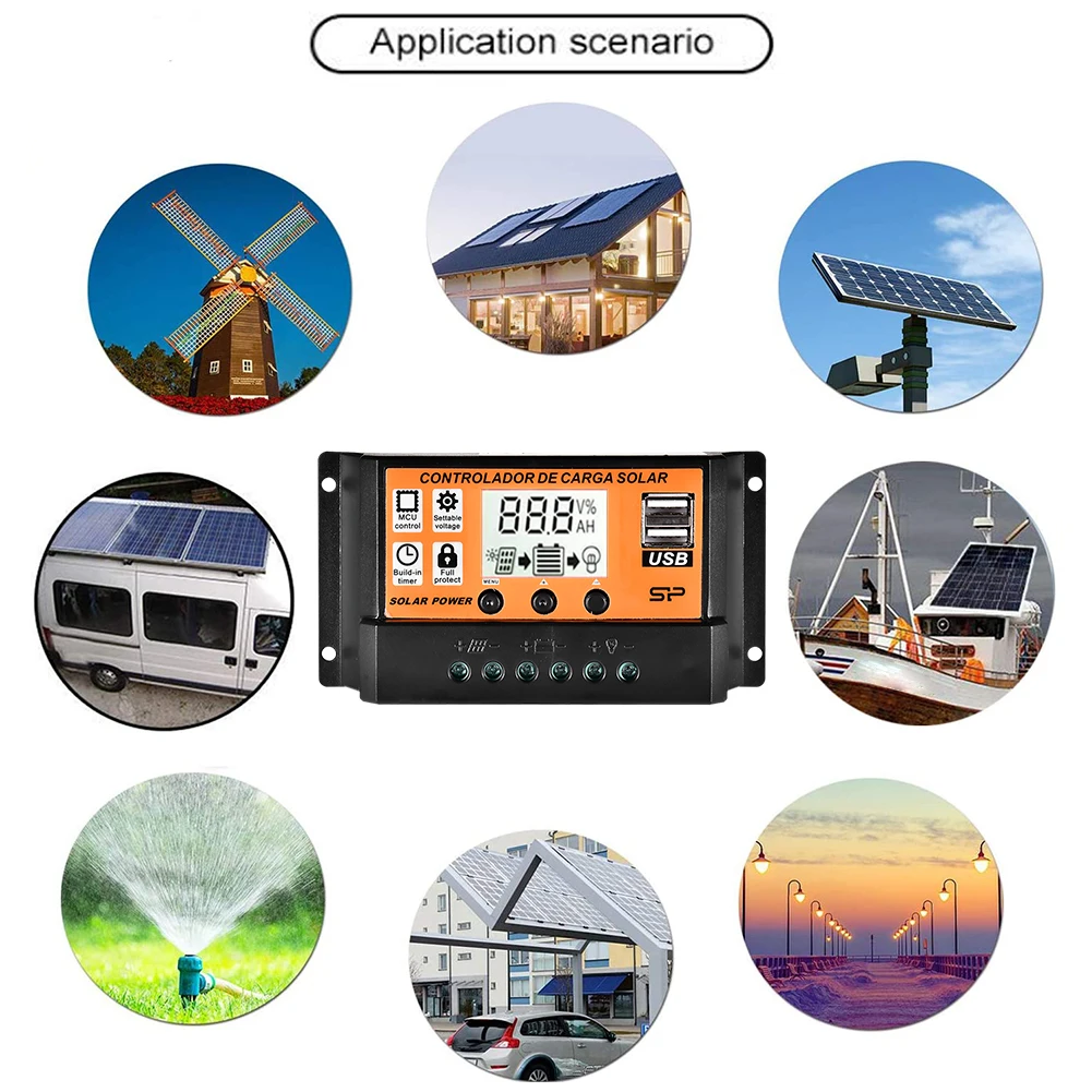 Regulador de Bateria Mppt Solar Carregador Controlador v 24 Painel 10a 20a 30a 40a 50a 100a 12 3 Controladores solares