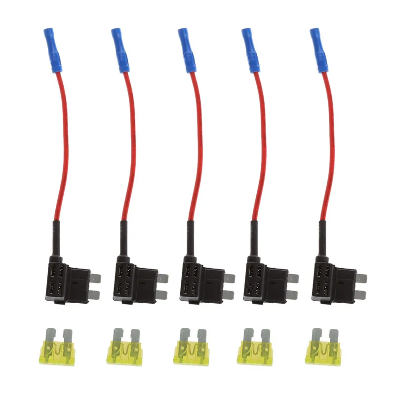 5 шт. держатель коробки предохранителей Add Circuit Blade ACS ATO ATC Piggy Back Tap 15A/20A/25A/30A 120 мм разъем предохранителя с проводом без резки