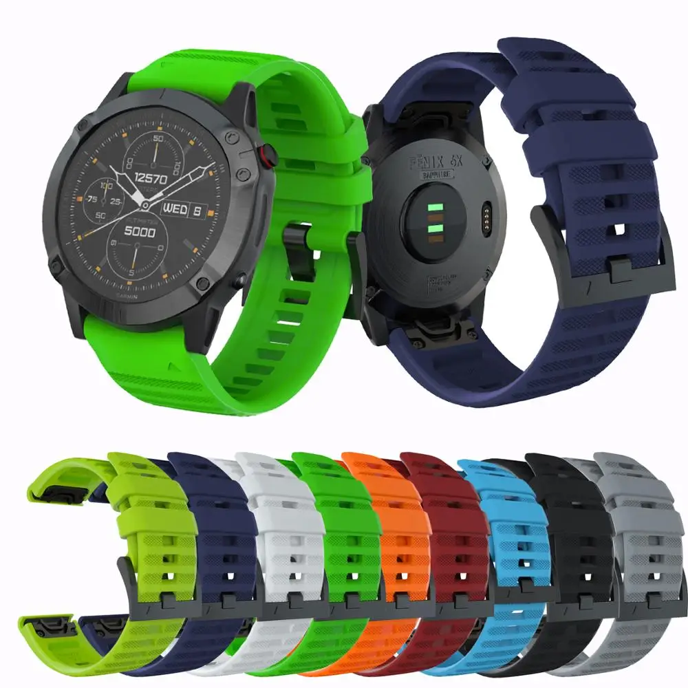 สายนาฬิกาซิลิโคนสำหรับ Garmin Fenix 6X Pro 5X 7X 3HR ใส่สบาย ทนทาน