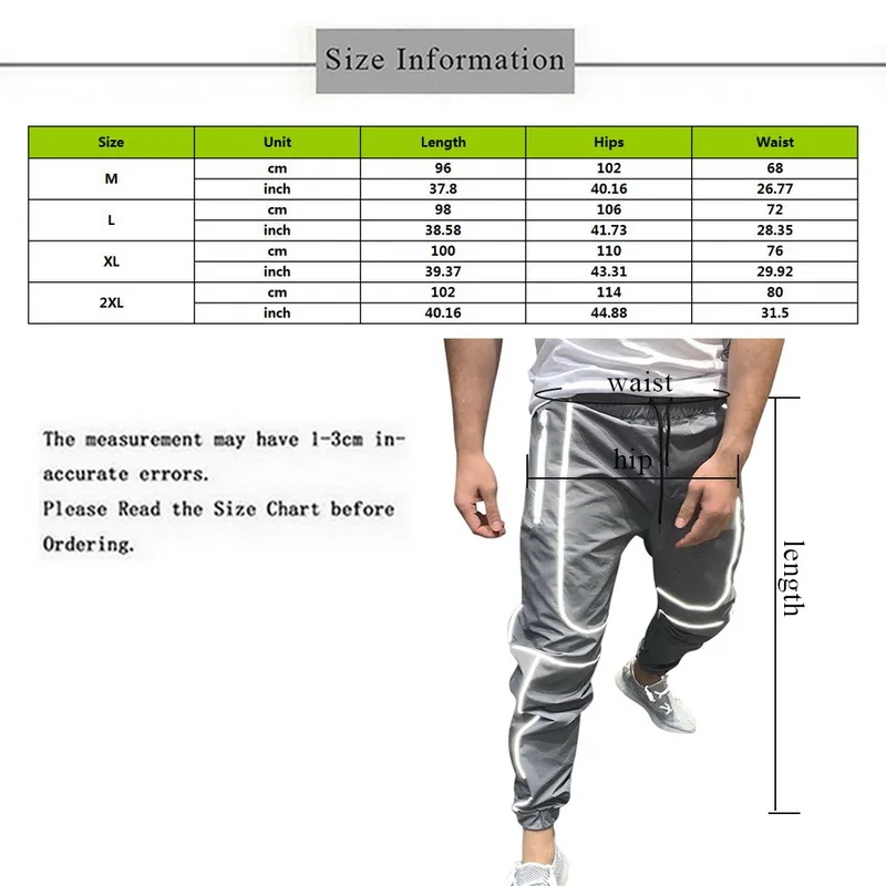 Men Sport Reflective Pants Joggers 
