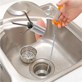 

Metal wire brush Hand Kitchen Sink Cleaning Hook Sewer Dredging Device Spring Pipe Hair Dredging Tool Metal wire brush 85cm