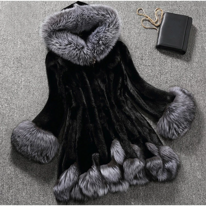 Пальто из искусственного меха женское пушистое пальто из искусственного лисьего меха зимняя теплая куртка толстовки с длинными рукавами верхняя одежда Прямая поставка - Цвет: Black
