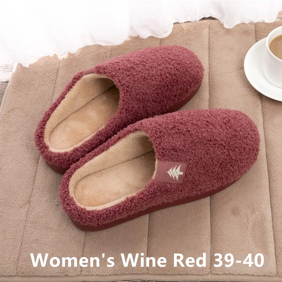 Wine Red 39-40 MI Mijia/Нескользящие зимние тапочки; домашняя обувь для мужчин и женщин; парные теплые тапочки; хлопковые комнатные женские тапочки; плюшевые Тапочки - Цвет: Wine Red 39-40